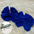 Blue sparkle shredded piggies hairbow set RTS
